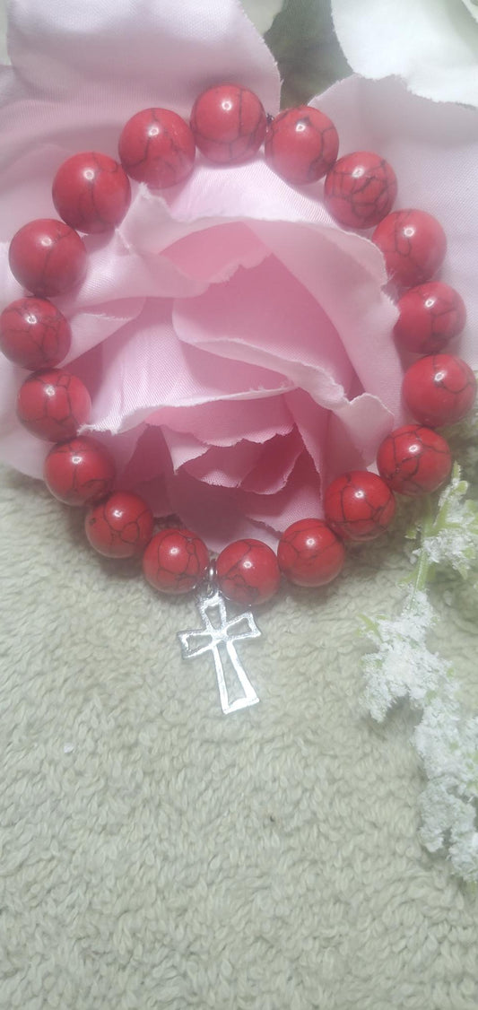 Red Howlite with cross