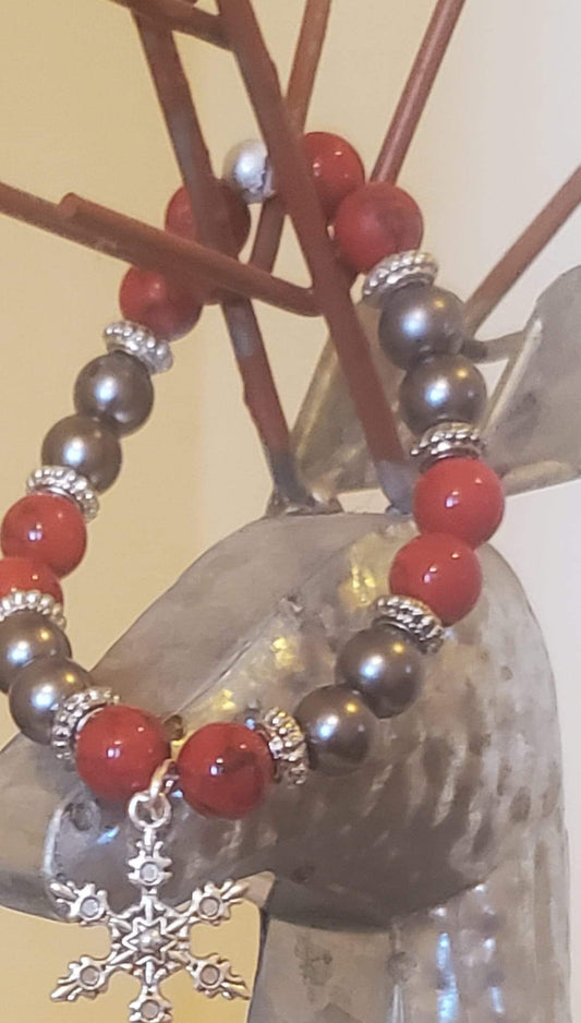 Red and Grey sphere with spike snowflake