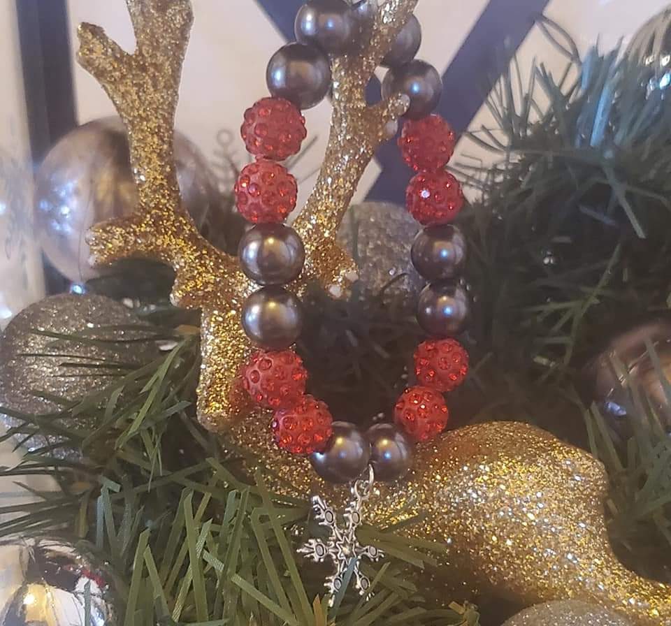 Red and Dark silver with snowflake